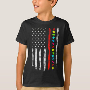 Autismus-Bewusstsein 4. Juli Thin Red Line Feuerwe T-Shirt