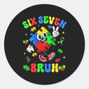 Autismus-Bewusstsein 67 sechs sieben bruh Puzzle J Runder Aufkleber