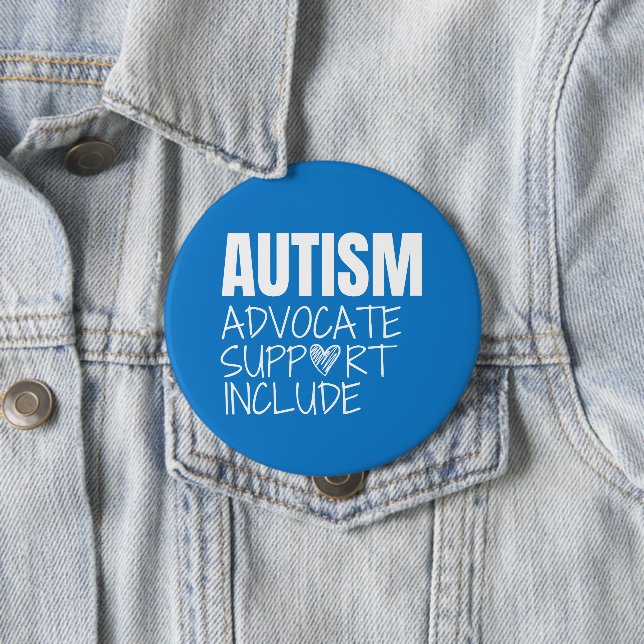 Autismus Bewusstsein. Advokat.support.include. But Button (Beispiel)
