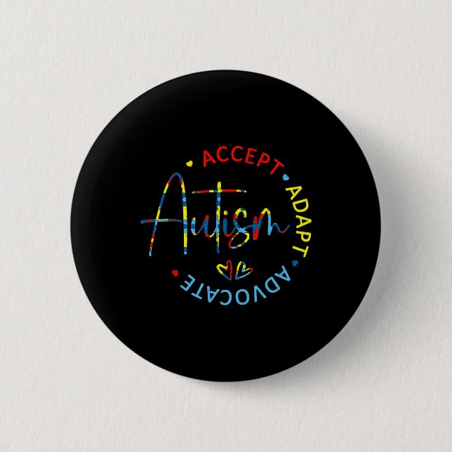Autismus Bewusstsein Akzeptanz Adapt Advocate Auti Button (Vorderseite)