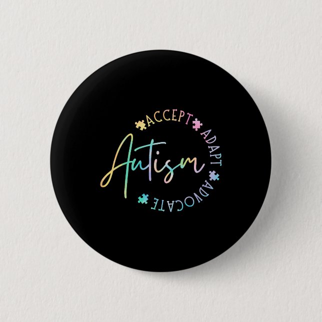 Autismus Bewusstsein Akzeptanz Adapt Advocate Auti Button (Vorderseite)