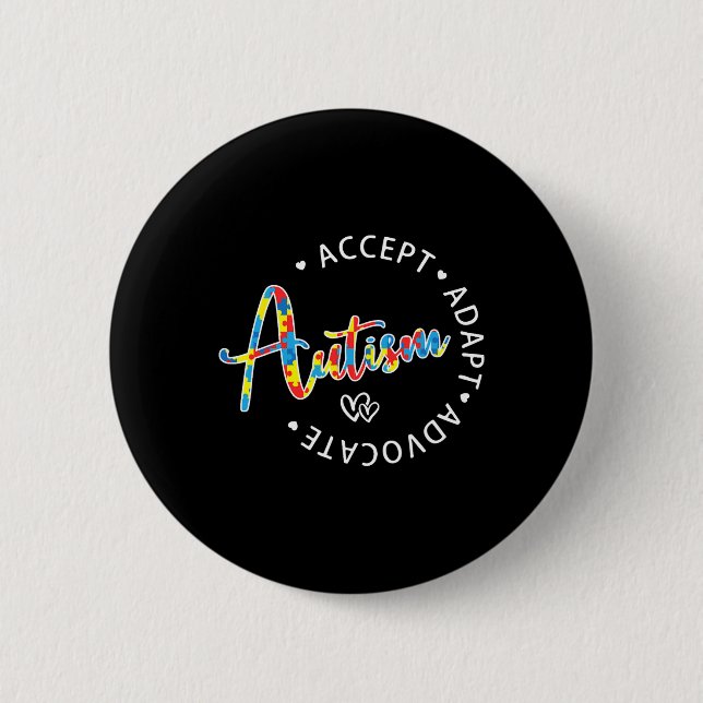 Autismus Bewusstsein Akzeptanz Adapt Advocate Auti Button (Vorderseite)