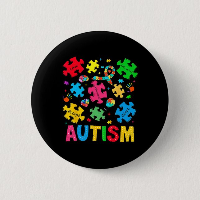 Autismus Bewusstsein Akzeptanz Adapt Advocate Auti Button (Vorderseite)