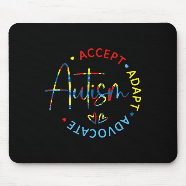 Autismus Bewusstsein Akzeptanz Adapt Advocate Auti Mousepad (Vorne)