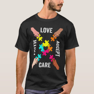 Autismus-Bewusstsein Akzeptanz Farbige Puzzleteile T-Shirt