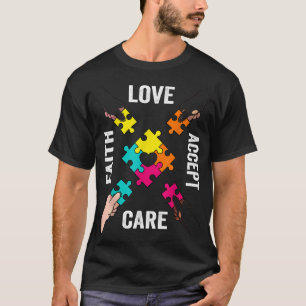 Autismus Bewusstsein Akzeptanz farbige Puzzleteile T-Shirt