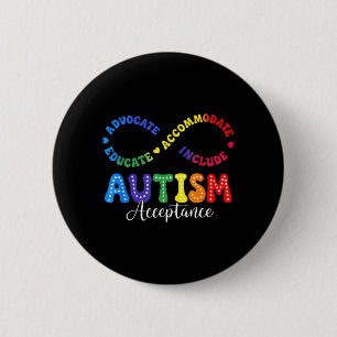 Autismus-Bewusstsein-Akzeptanz-Shirt Unendlichkeit Button