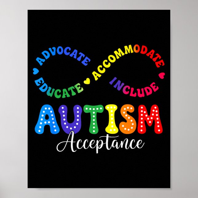 Autismus-Bewusstsein-Akzeptanz-Shirt-Unendlichkeit Poster (Vorne)