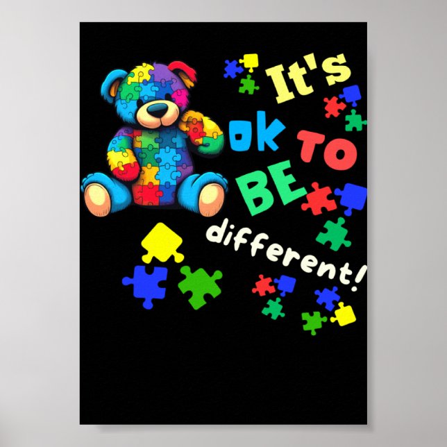 Autismus-Bewusstsein Akzeptanz Teddybär Ok, anders Poster (Vorne)