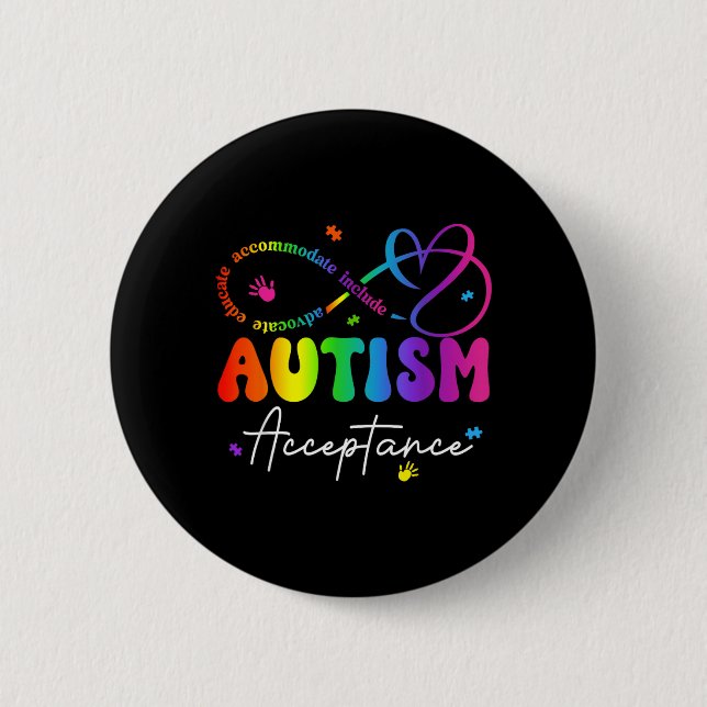Autismus-Bewusstsein-Akzeptanz-Unendlichkeitssymbo Button (Vorderseite)