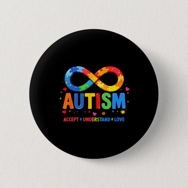 Autismus-Bewusstsein Akzeptieren Verstehen Liebe A Button (Vorderseite)