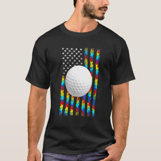 Autismus-Bewusstsein Amerikanische Flagge Golf T-Shirt