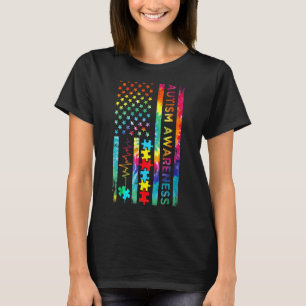 Autismus-Bewusstsein Amerikanische US-Flagge Tie D T-Shirt