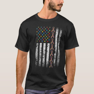 Autismus Bewusstsein Amerikanischer Flaggenautismu T-Shirt