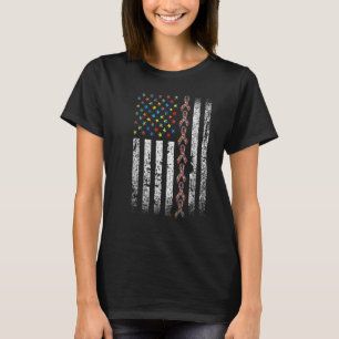 Autismus Bewusstsein Amerikanischer Flaggenautismu T-Shirt