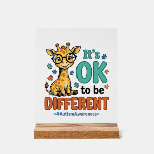 Autismus-Bewusstsein Anders Giraffe Vintage-Shirt_ Acrylschild