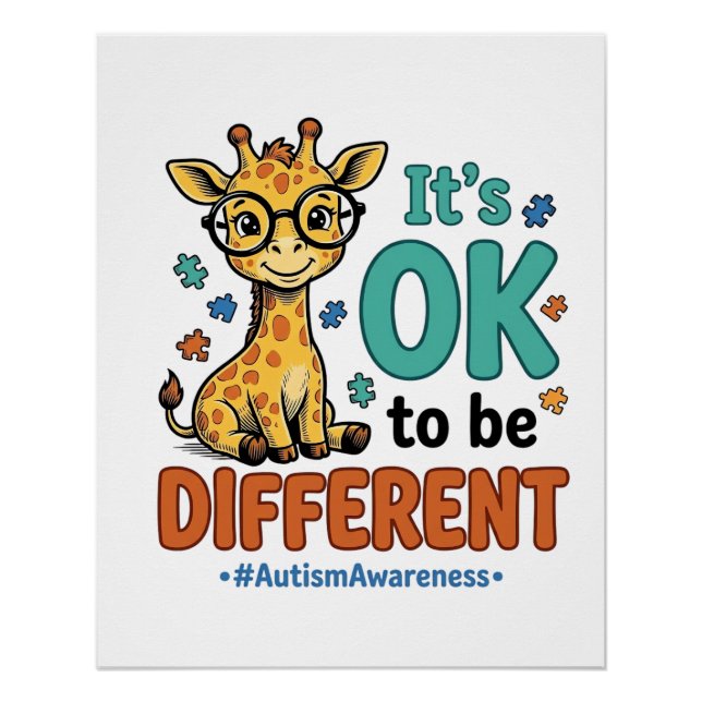 Autismus-Bewusstsein Anders Giraffe Vintage-Shirt_ Poster (Vorderseite)