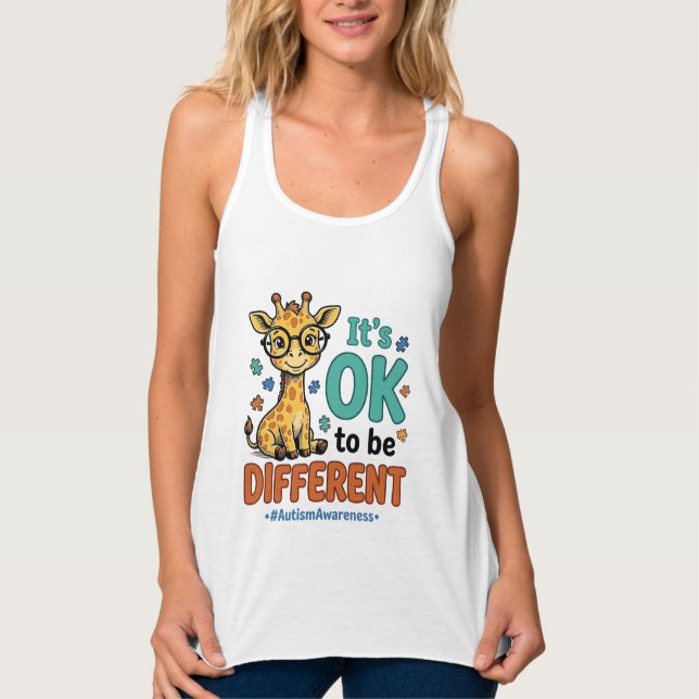 Autismus-Bewusstsein Anders Giraffe Vintage-Shirt_ Tank Top (Vorderseite)