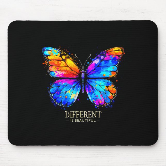 Autismus-Bewusstsein Anders Ist Schön Schmetterlin Mousepad (Vorne)