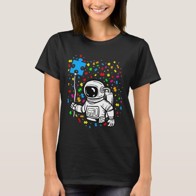Autismus Bewusstsein Astronaut Ballon Autismus Spa T-Shirt (Vorderseite)
