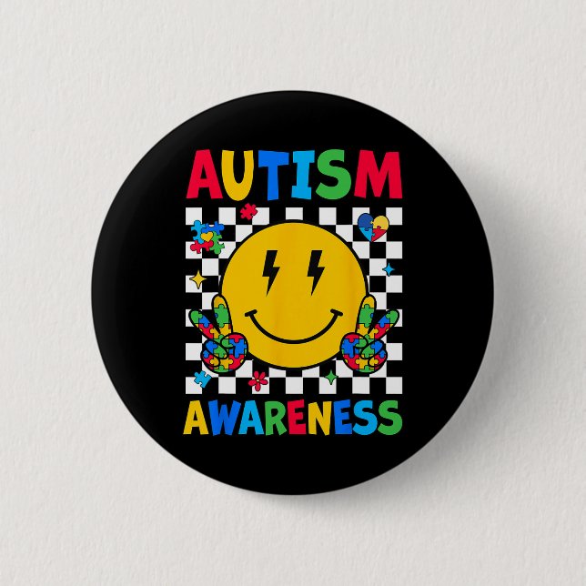 Autismus-Bewusstsein Autism Squad Unterstützung Lä Button (Vorderseite)