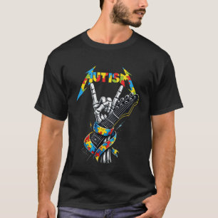 Autismus-Bewusstsein Autismus Skelett Gitarre Spie T-Shirt