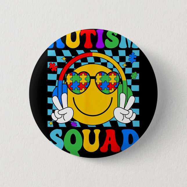 Autismus Bewusstsein Autismus Squad Unterstützung  Button (Vorderseite)