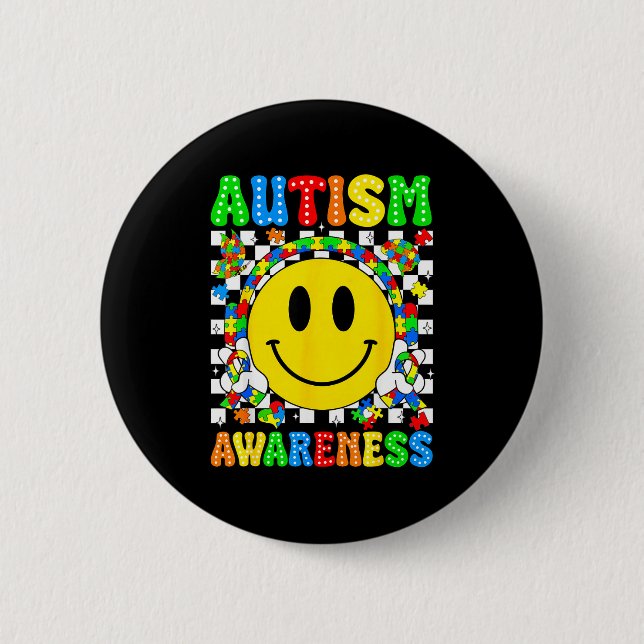 Autismus-Bewusstsein Autismus-Team Unterstützung l Button (Vorderseite)