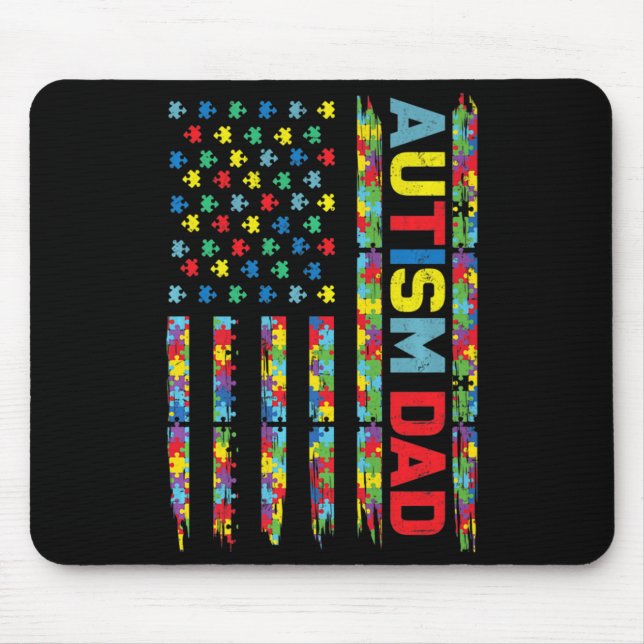 Autismus Bewusstsein Autismus Vater Amerika Flagge Mousepad (Vorne)