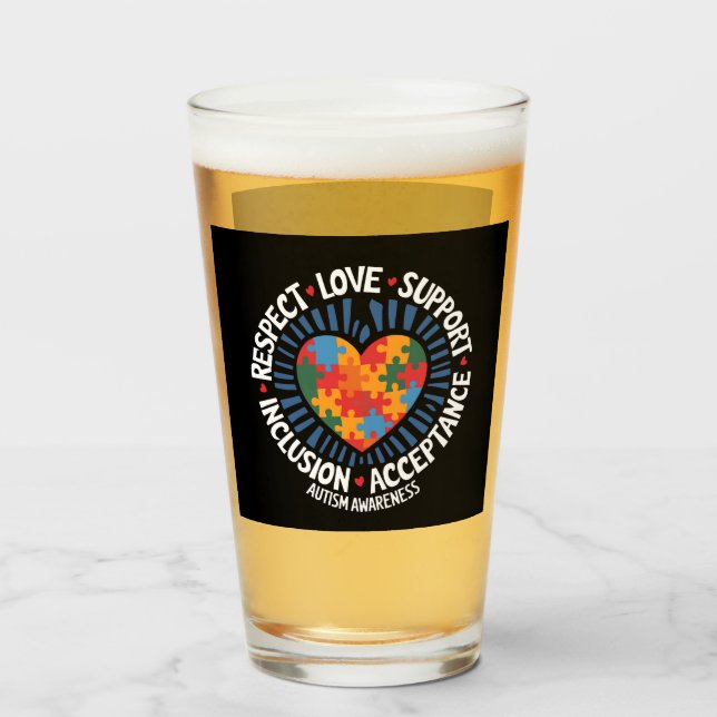 Autismus Bewusstsein Autistische Achtung Liebe Unt Glas (Vorne (Gefüllt))