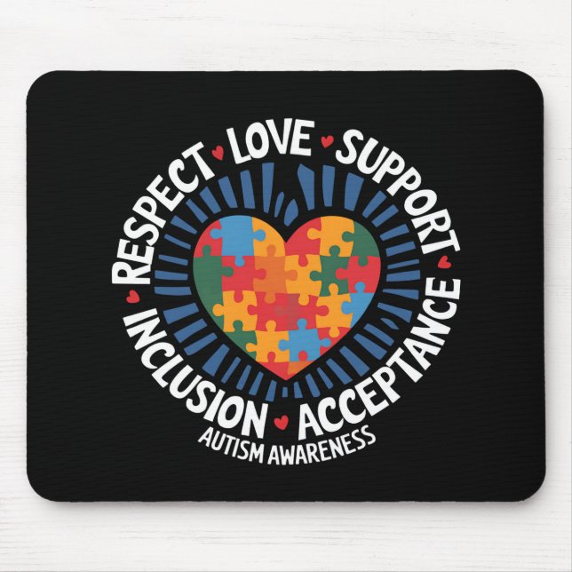 Autismus Bewusstsein Autistische Achtung Liebe Unt Mousepad (Vorne)