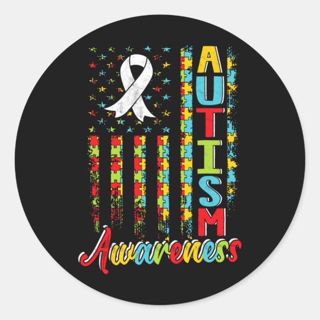 Autismus Bewusstsein Autistische Autisten unterstü Runder Aufkleber (Vorderseite)