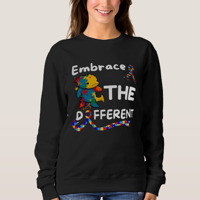 Autismus-Bewusstsein Axolotl Umarme Andersartigkei Sweatshirt (Vorderseite)