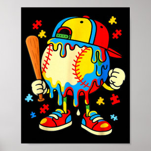 Autismus-Bewusstsein Baseball Eis Drip Jungen Poster