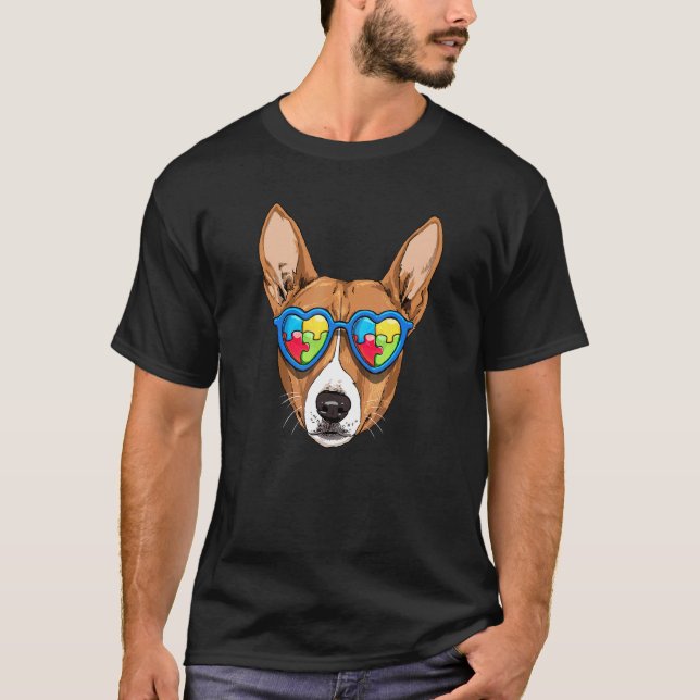 Autismus Bewusstsein Basenji Dog Puzzle Kinder Ges T-Shirt (Vorderseite)