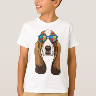 Autismus Bewusstsein Basset Hound Dog Puzzle Kinde T-Shirt