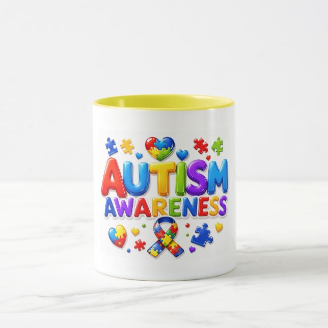 Autismus-Bewusstsein-Becher. Tasse (Zentrum)