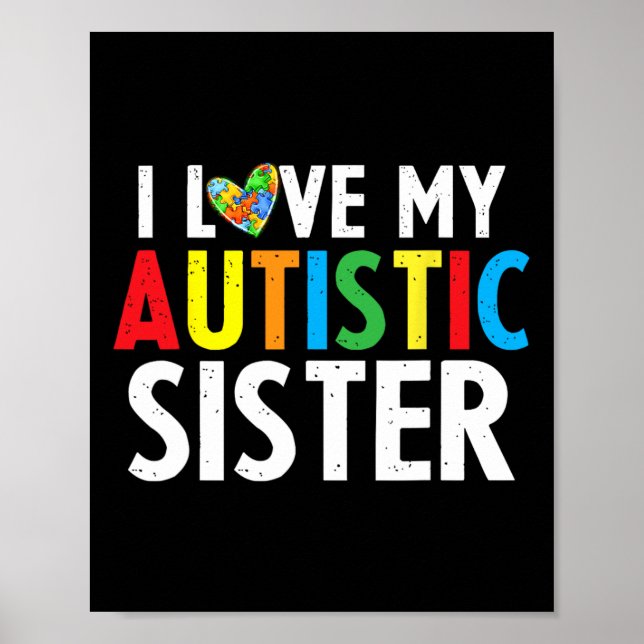 Autismus-Bewusstsein bei Kindern Ich liebe meine S Poster (Vorne)