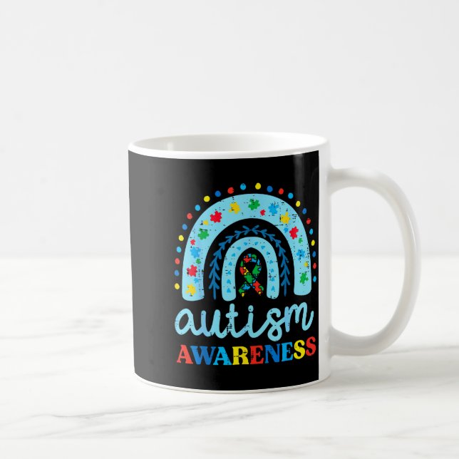 Autismus-Bewusstsein Blau Regenbogenband Asd Junge Kaffeetasse (Rechts)