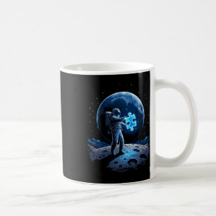 Autismus-Bewusstsein Blaues Puzzle Mond Astronaut  Kaffeetasse