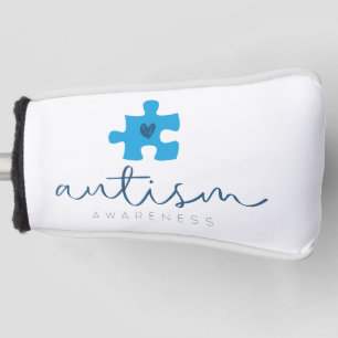 Autismus-Bewusstsein blaues Puzzleteil Herz Golf Headcover
