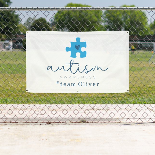 Autismus-Bewusstsein blaues Puzzleteil #Team Name  Banner (Insitu)