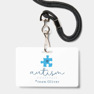 Autismus-Bewusstsein blaues Puzzleteil #Teamname  Ausweis