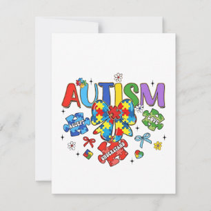 Autismus Bewusstsein Bow Coquette Puzzle Piece Neu Dankeskarte
