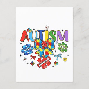 Autismus Bewusstsein Bow Coquette Puzzle Piece Neu Postkarte