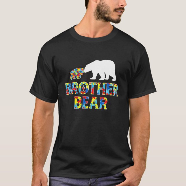 Autismus Bewusstsein Bruder Bären Puzzle Unterstüt T-Shirt (Vorderseite)