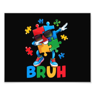 Autismus-Bewusstsein Bruh Dabbing Puzzle-Teil Jung Fotodruck