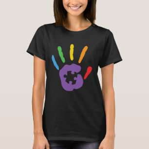 Autismus-Bewusstsein Bunte Hand Unterstützt Autism T-Shirt