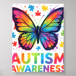 Autismus-Bewusstsein Bunter Schmetterling Puzzle S Poster