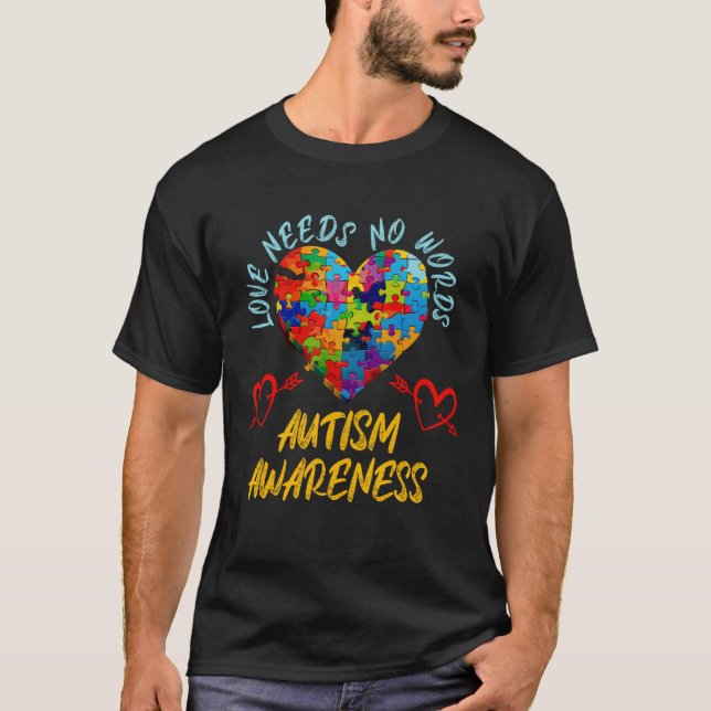 Autismus-Bewusstsein buntes Puzzle-Herz Autistisch T-Shirt (Vorderseite)